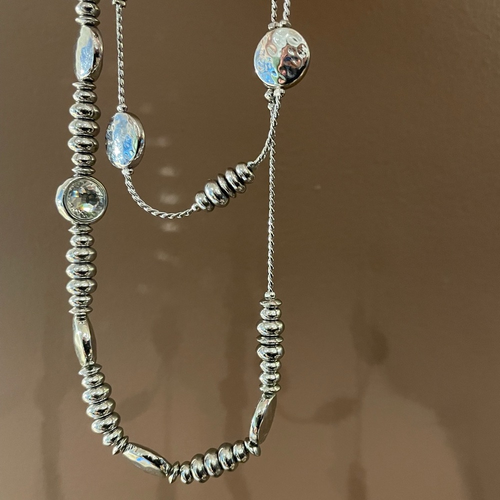Chico’s multi-layered silver beaded necklace